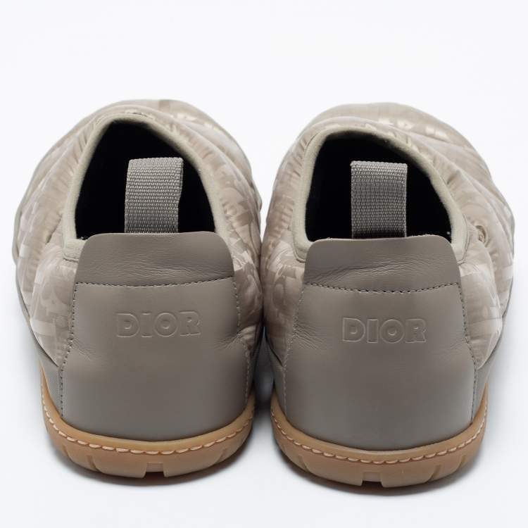 Pre Owned Dior Beige Nylon And Leather  Snow Slip On Sneakers Size 42