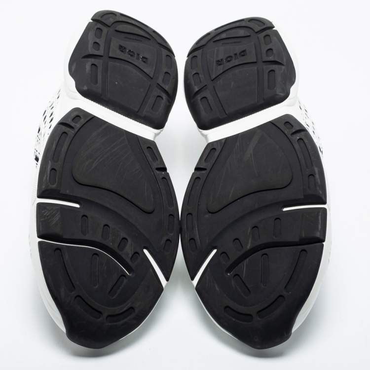 Pre Owned Dior White/Black Oblique Cannage Neoprene and Rubber B24 Low-Top Sneakers Size 46 