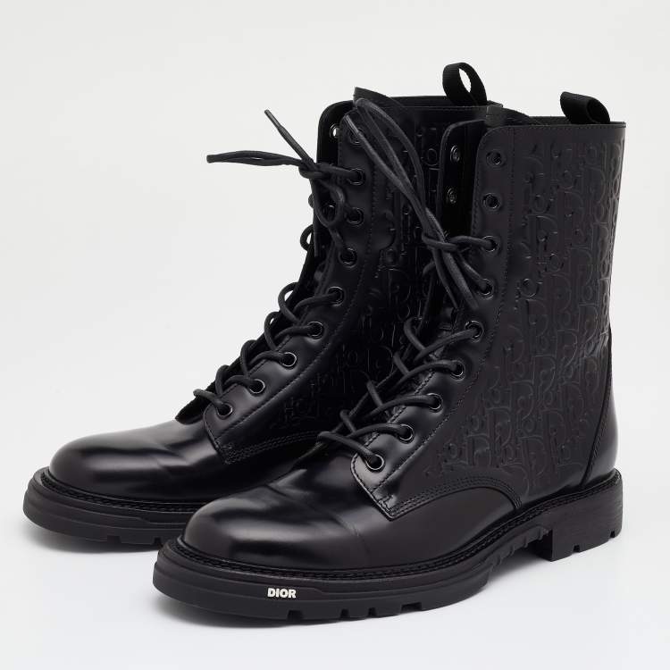 DIOR HOMME Leather Lace up Short Boots 42.5 Black Authentic Men