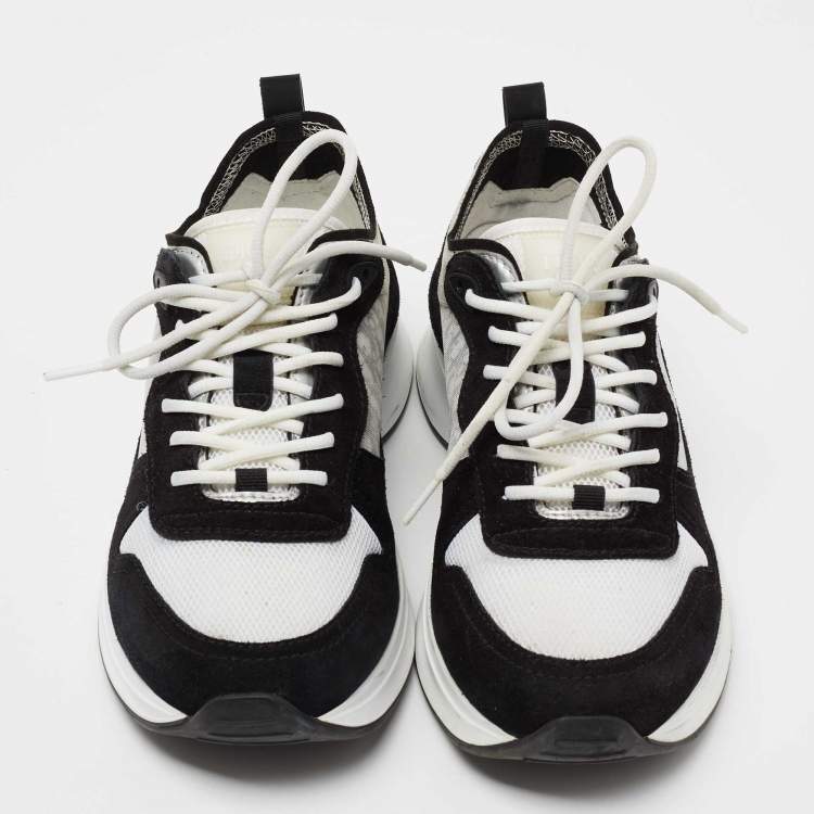 Pre Owned Dior  Black/White Suede And Fabric B25 Lace Up Sneakers Size 42