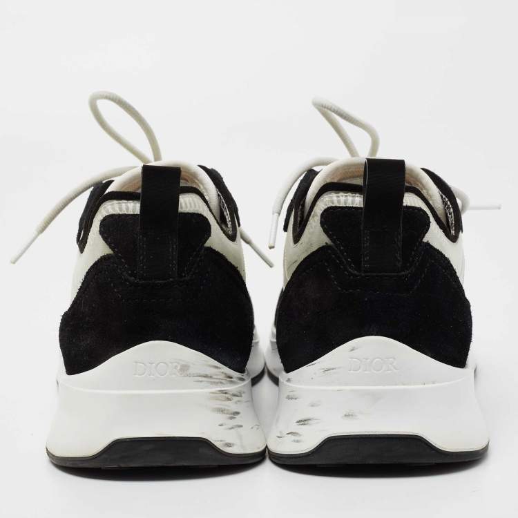 Pre Owned Dior  Black/White Suede And Fabric B25 Lace Up Sneakers Size 42