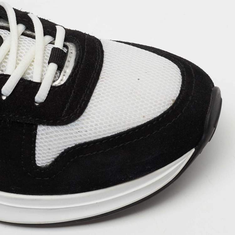 Pre Owned Dior  Black/White Suede And Fabric B25 Lace Up Sneakers Size 42