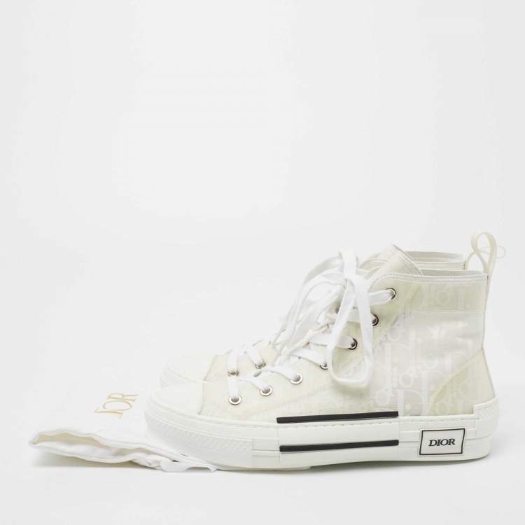 Pre Owned Dior White PVC And Mesh B23 High Top Sneakers Size 39