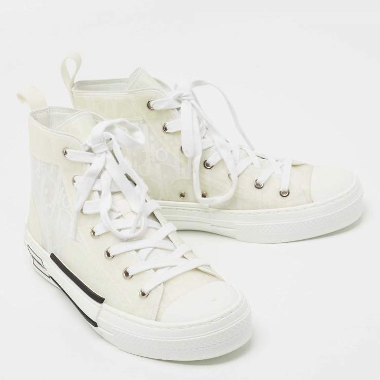Pre Owned Dior White PVC And Mesh B23 High Top Sneakers Size 39