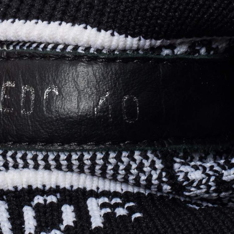 Pre Owned Dior Black/White Perforated Knit Fabric B21 Sock High Top Sneakers Size 40