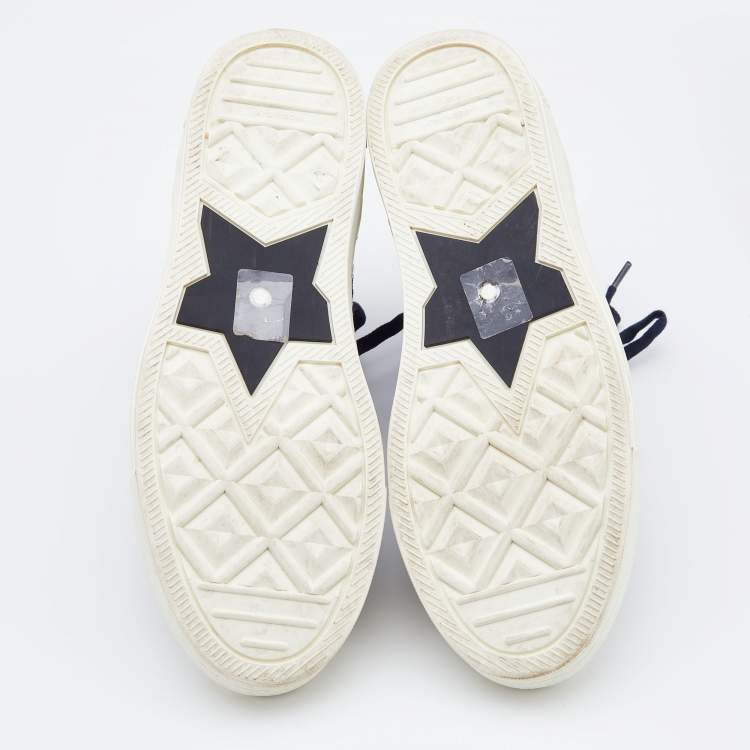 Pre Owned Dior Navy Blue/White Oblique Knit Fabric and Leather Walk'n'Dior High Top Sneakers Size 40