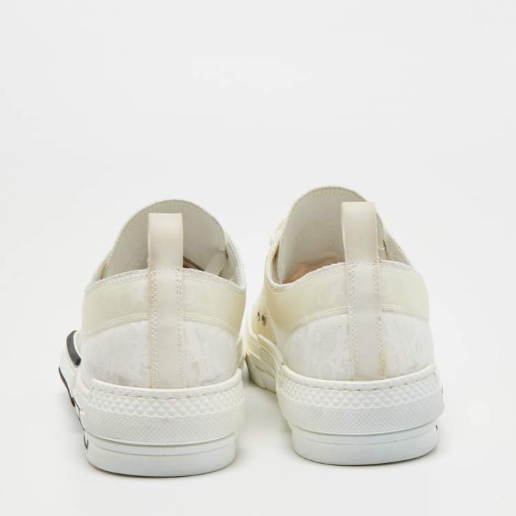 Pre Owned Dior White Oblique Mesh and Rubber B23 Low Top Sneakers Size 43