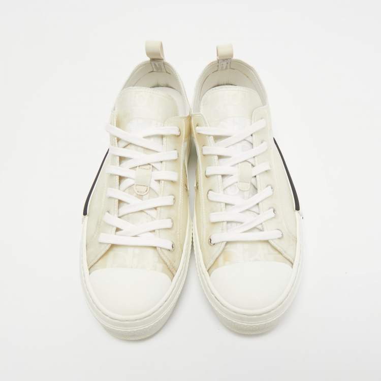 Pre Owned Dior White Oblique Mesh and Rubber B23 Low Top Sneakers Size 43