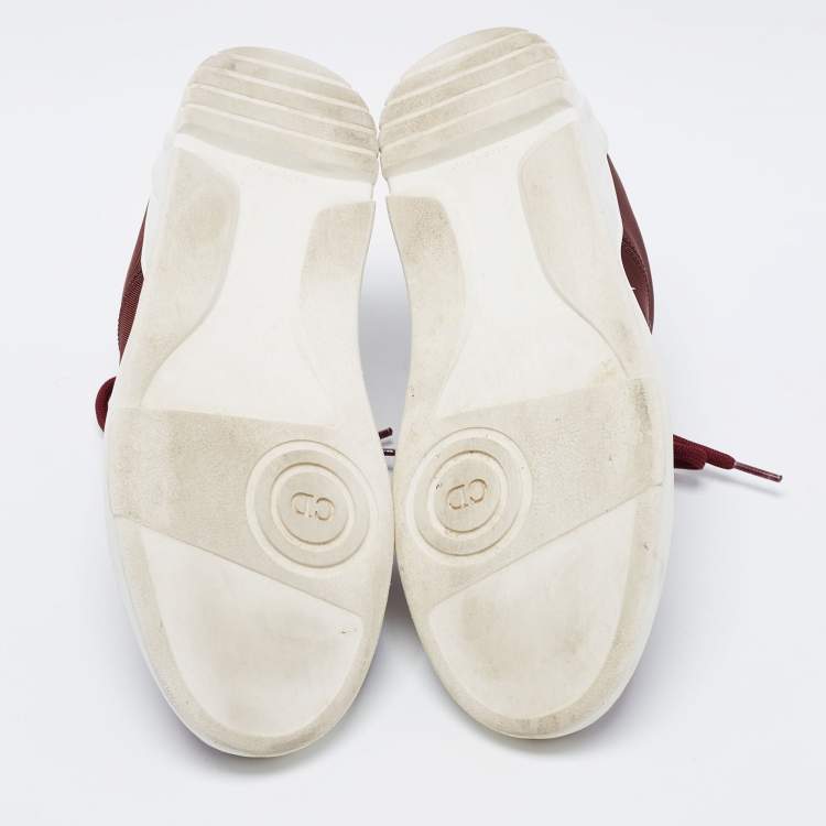 Pre Owned Dior Burgundy Canvas  B17  Low Top Sneakers  Size 40