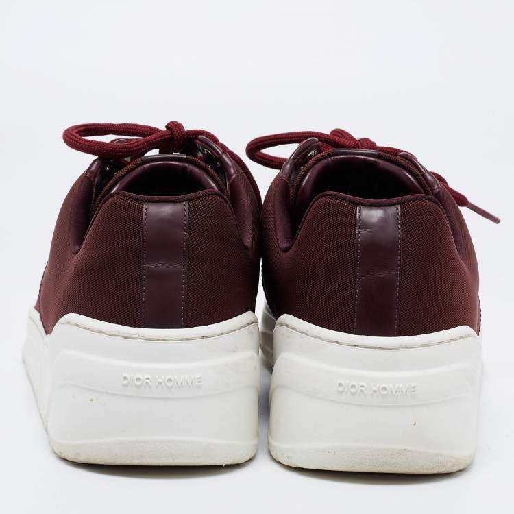 Pre Owned Dior Burgundy Canvas  B17  Low Top Sneakers  Size 40