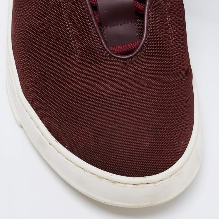 Pre Owned Dior Burgundy Canvas  B17  Low Top Sneakers  Size 40