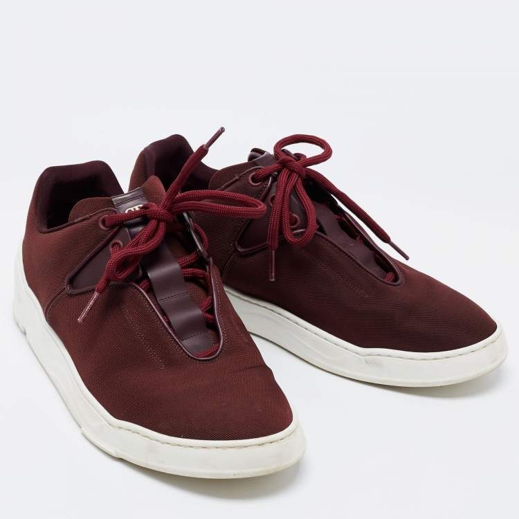Pre Owned Dior Burgundy Canvas  B17  Low Top Sneakers  Size 40