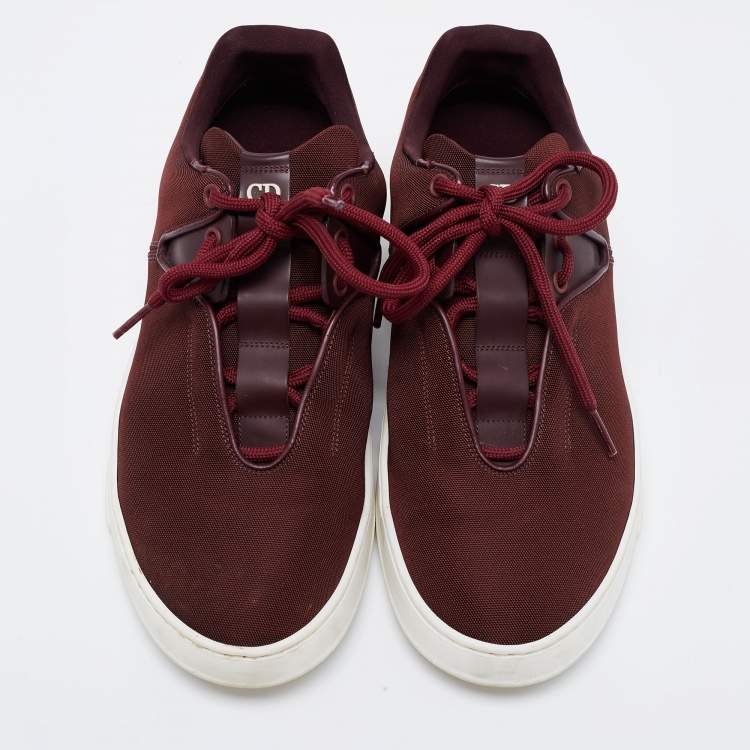 Pre Owned Dior Burgundy Canvas  B17  Low Top Sneakers  Size 40