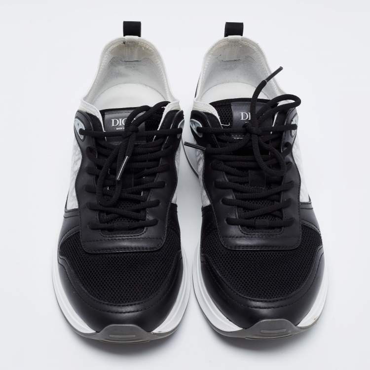 Pre Owned Dior Black/White Suede And Fabric B25 Lace Up Sneakers Size 42