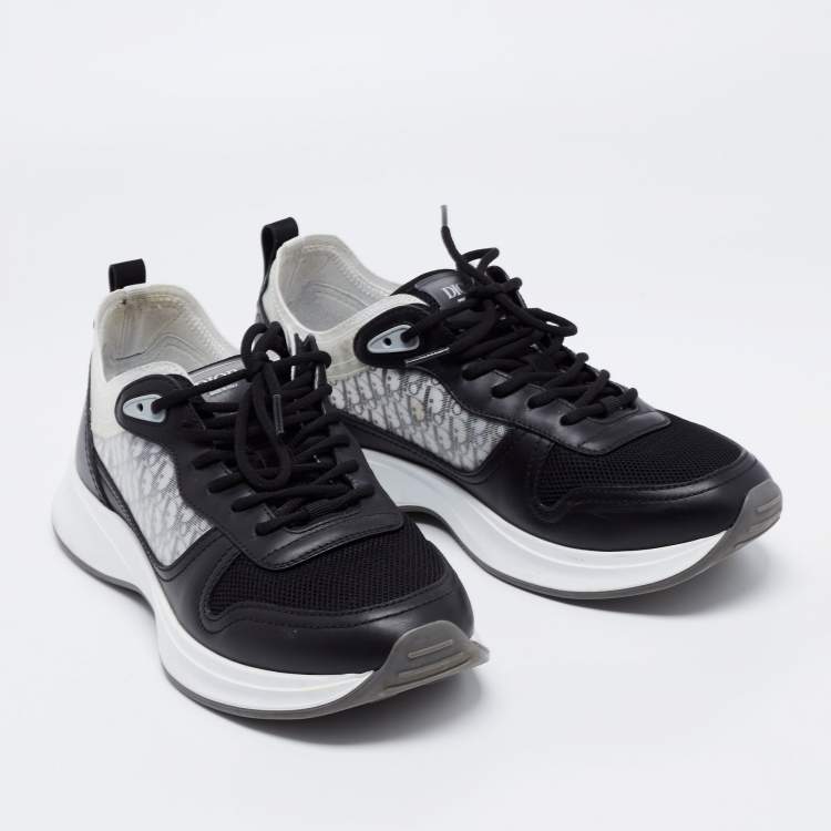 Pre Owned Dior Black/White Suede And Fabric B25 Lace Up Sneakers Size 42