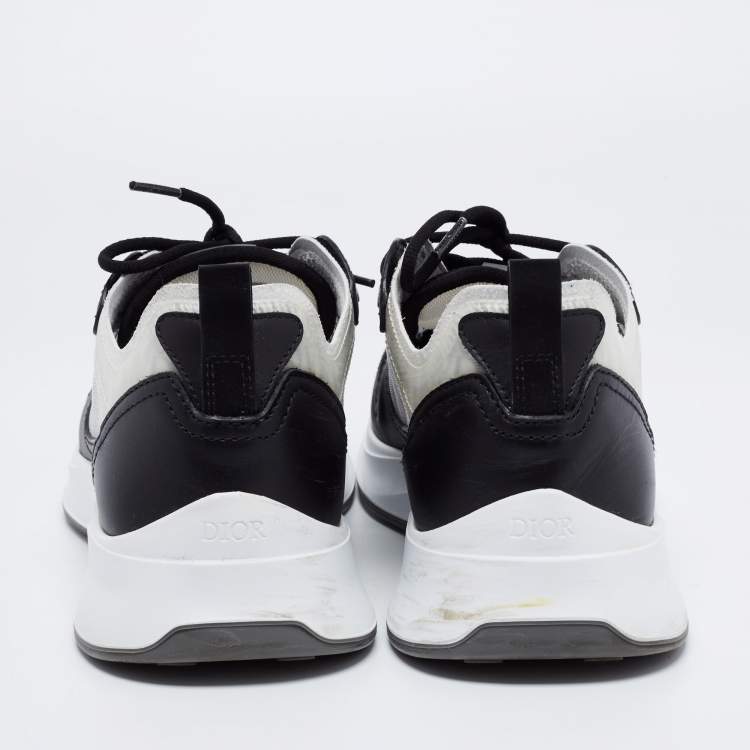 Pre Owned Dior Black/White Suede And Fabric B25 Lace Up Sneakers Size 42