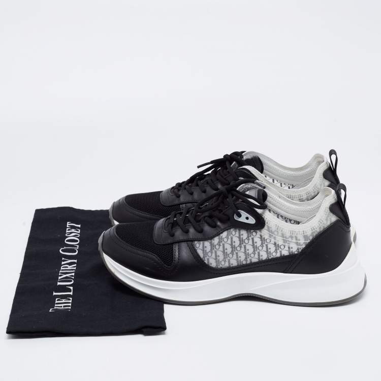 Pre Owned Dior Black/White Suede And Fabric B25 Lace Up Sneakers Size 42