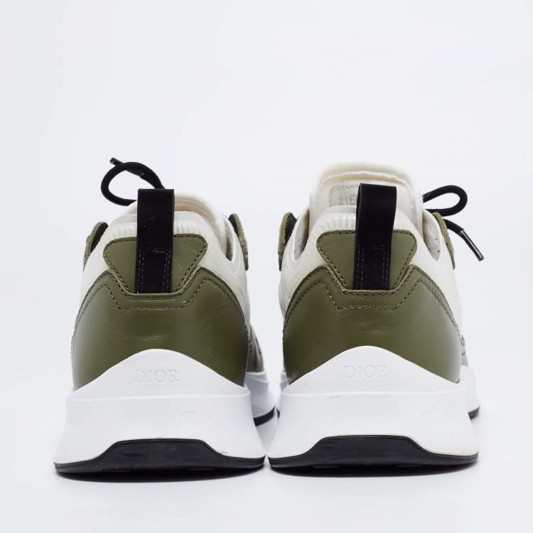 Pre Owned Dior Green/White Suede And Fabric B25 Lace Up Sneakers Size 42
