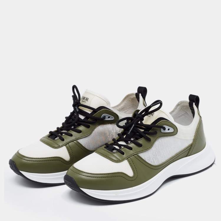 Dior Green/White Suede B25 Lace Up Sneakers Size 42 Dior TLC