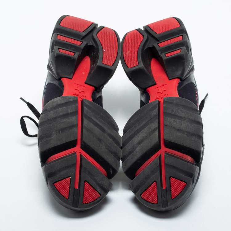 Pre Owned Dior Black Neoprene, Leather and Rubber D-Connect Sneakers Size 41