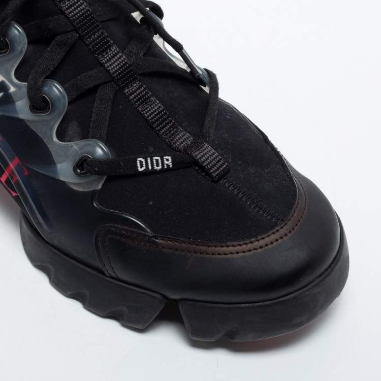 Pre Owned Dior Black Neoprene, Leather and Rubber D-Connect Sneakers Size 41