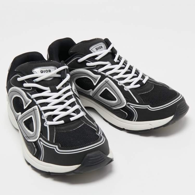 Pre Owned Dior Black/White Mesh and Rubber B30 Sneakers Size 43