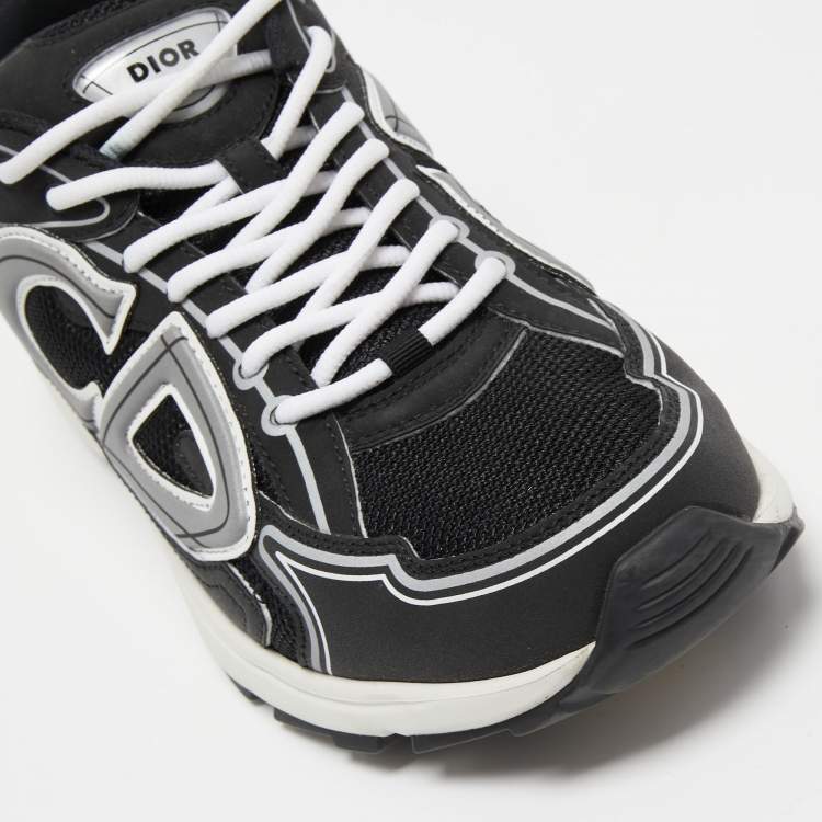 Pre Owned Dior Black/White Mesh and Rubber B30 Sneakers Size 43