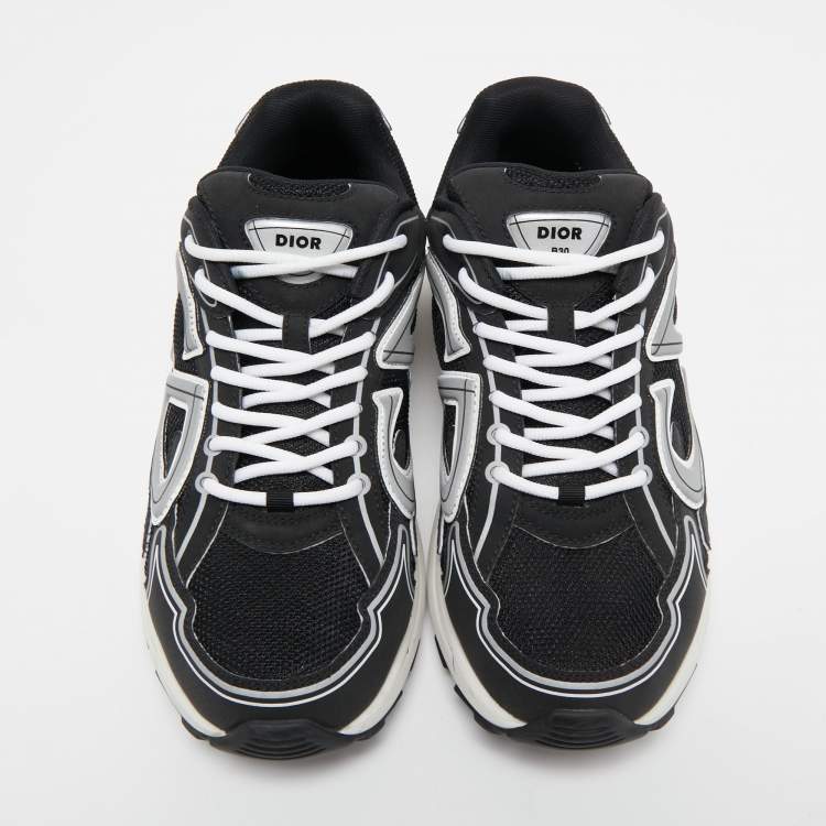 Pre Owned Dior Black/White Mesh and Rubber B30 Sneakers Size 43