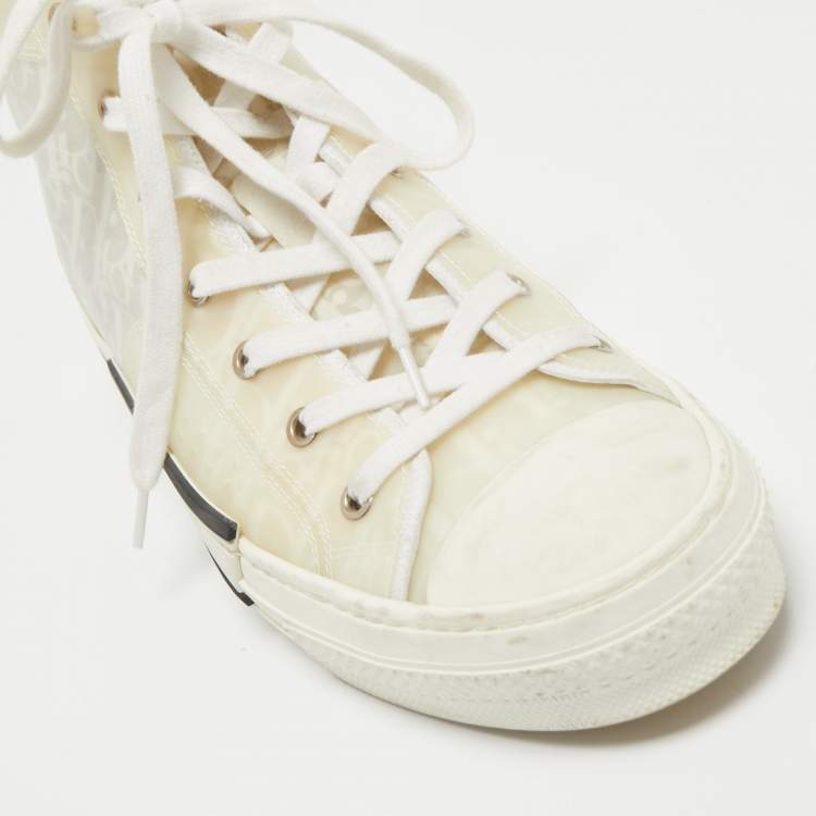 Pre Owned Dior White PVC and Mesh B23 High Top Sneakers Size 43