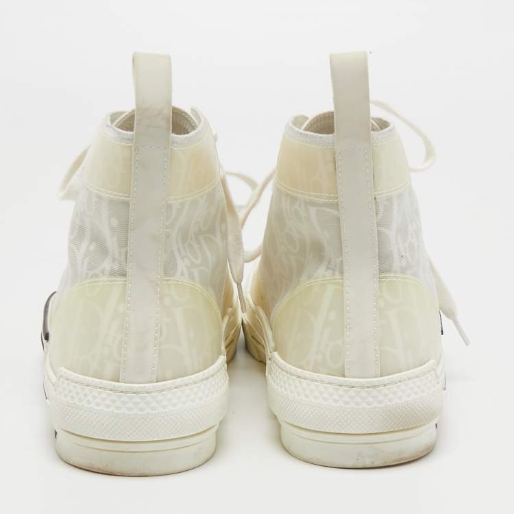 Pre Owned Dior White PVC and Mesh B23 High Top Sneakers Size 43