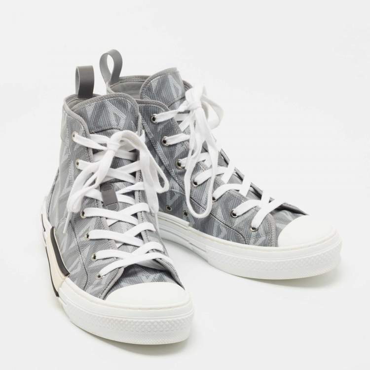 Pre Owned Dior  Grey/White Canvas B23 High Top Sneakers Size 43