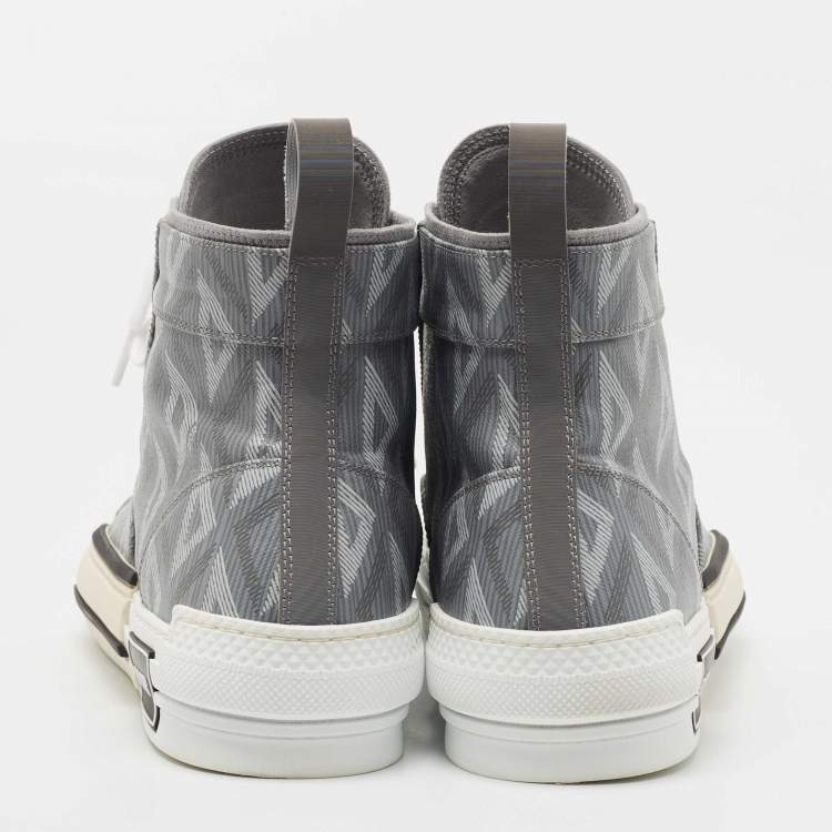 Pre Owned Dior  Grey/White Canvas B23 High Top Sneakers Size 43