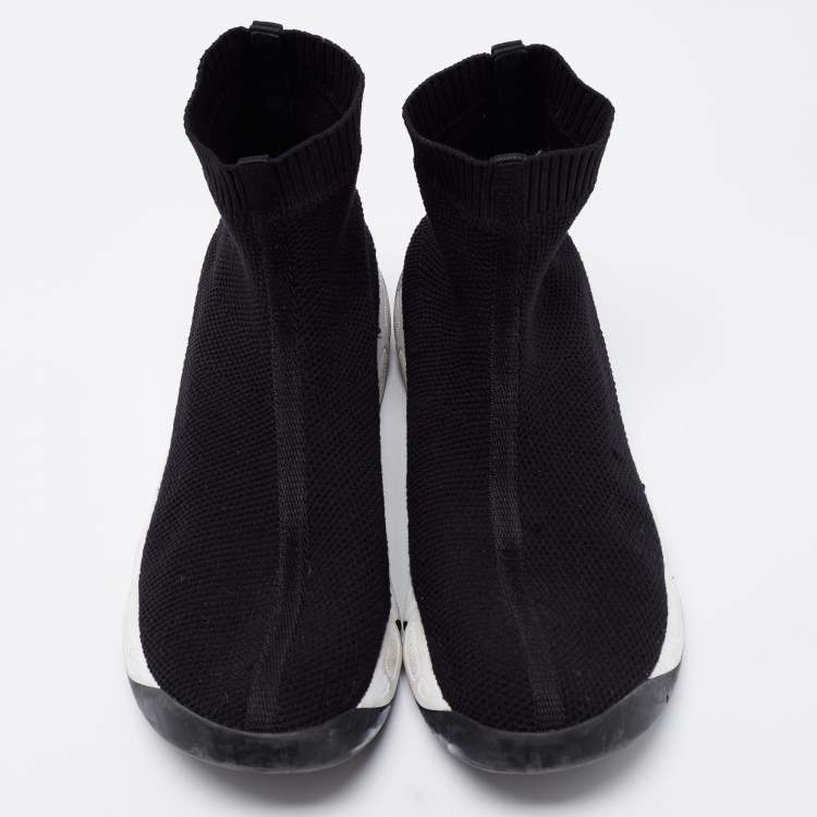 Pre Owned Christian Dior Black Knit Fabric Sock Sneakers Size 40