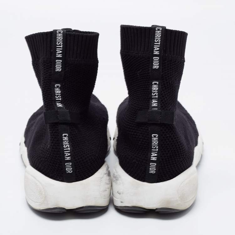 Pre Owned Christian Dior Black Knit Fabric Sock Sneakers Size 40