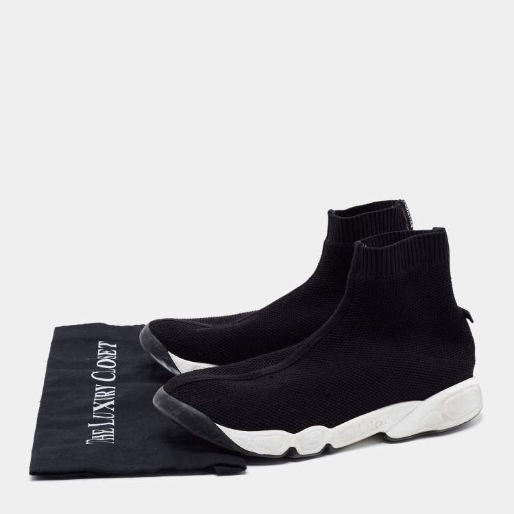 Pre Owned Christian Dior Black Knit Fabric Sock Sneakers Size 40