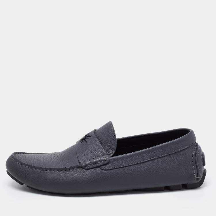 مملوكة مسبقًا Dior Grey Leather Slip On Loafers Size 44