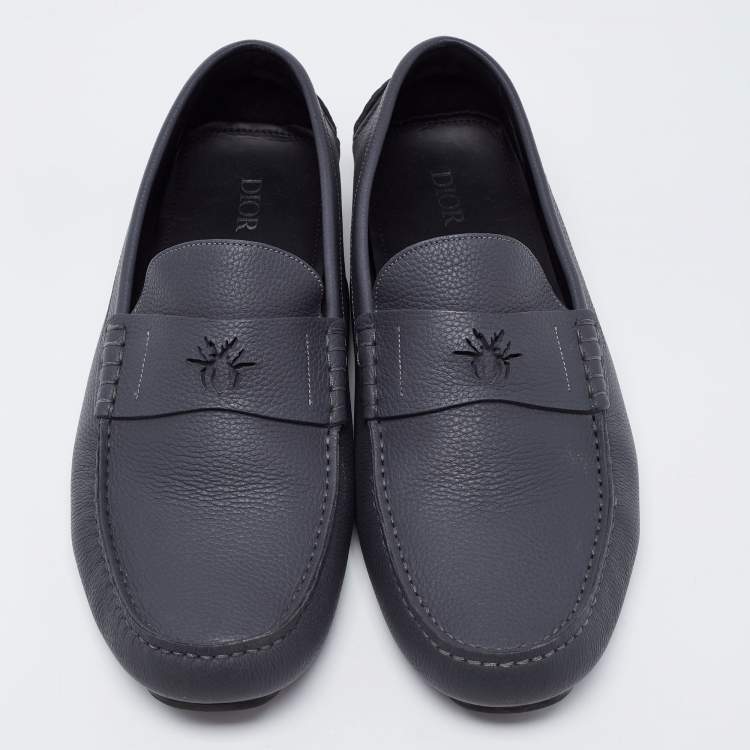 مملوكة مسبقًا Dior Grey Leather Slip On Loafers Size 44