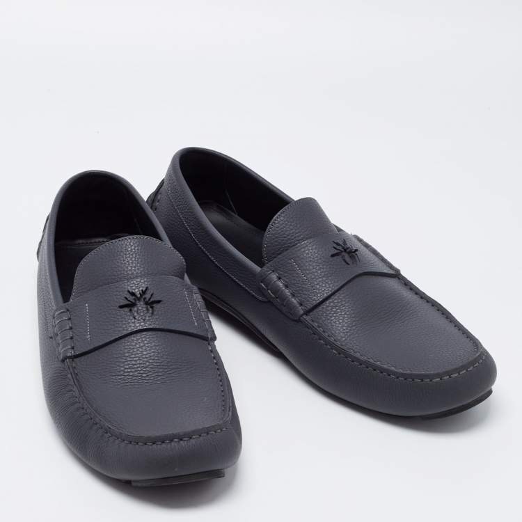 مملوكة مسبقًا Dior Grey Leather Slip On Loafers Size 44