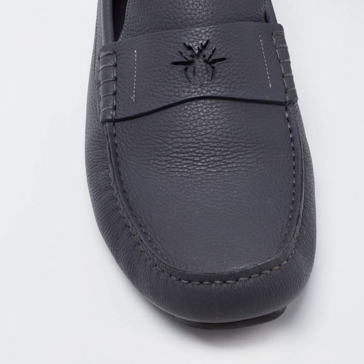 مملوكة مسبقًا Dior Grey Leather Slip On Loafers Size 44