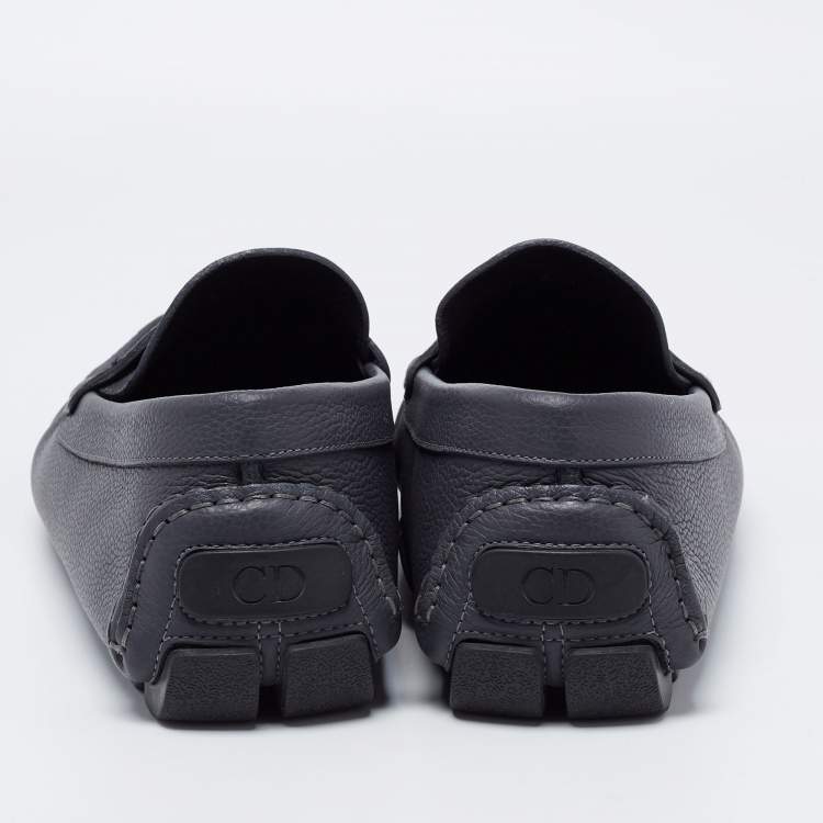مملوكة مسبقًا Dior Grey Leather Slip On Loafers Size 44