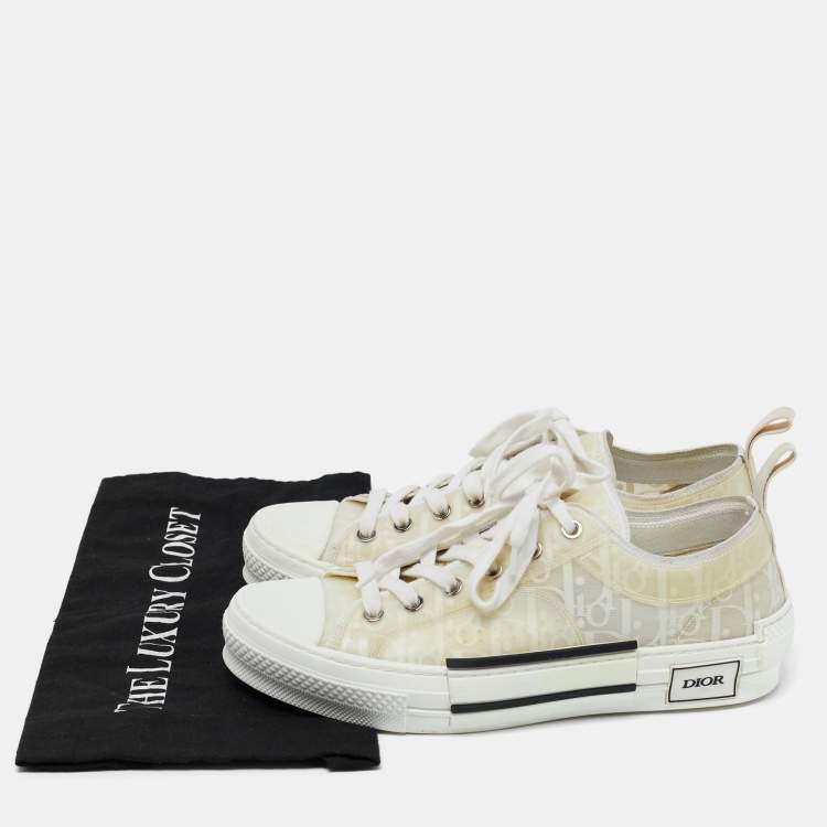 Pre Owned Dior White Oblique Mesh and Rubber B23 Low Top Sneakers Size 39