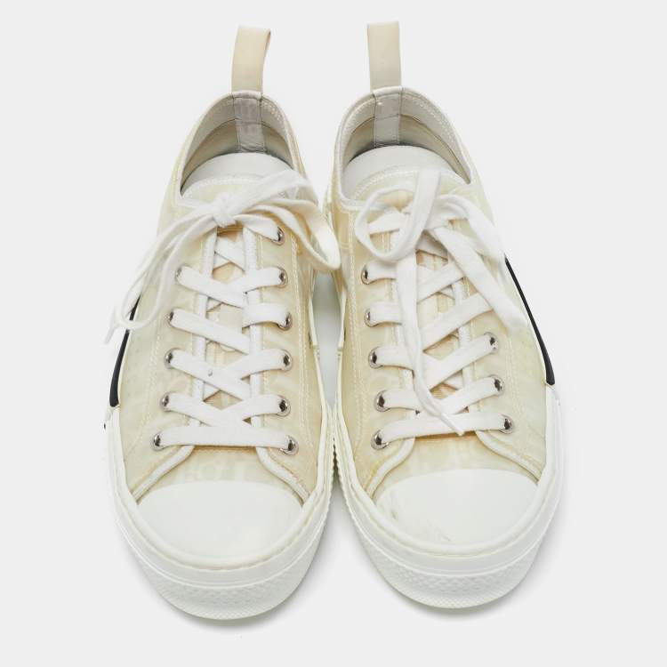 Pre Owned Dior White Oblique Mesh and Rubber B23 Low Top Sneakers Size 39