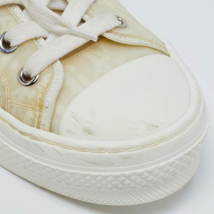 Pre Owned Dior White Oblique Mesh and Rubber B23 Low Top Sneakers Size 39