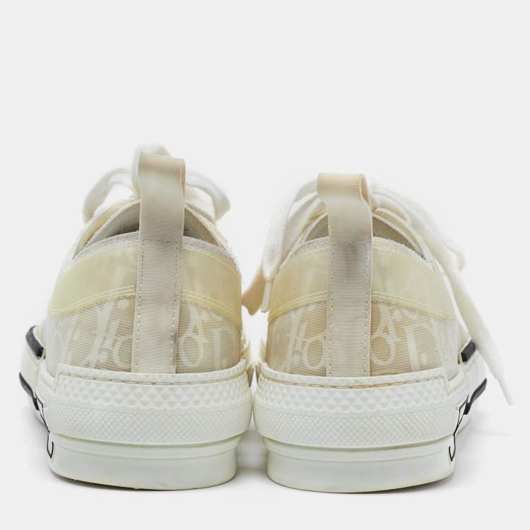 Pre Owned Dior White Oblique Mesh and Rubber B23 Low Top Sneakers Size 39