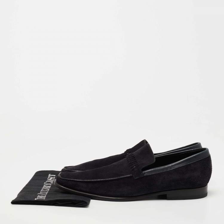 Pre Owned Dior Navy Blue Suede Slip On Loafers Size 43