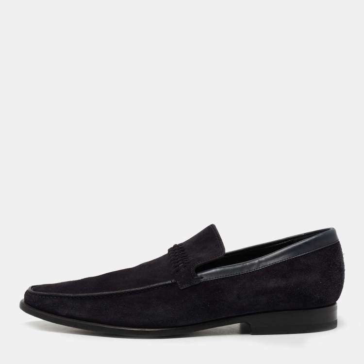Pre Owned Dior Navy Blue Suede Slip On Loafers Size 43