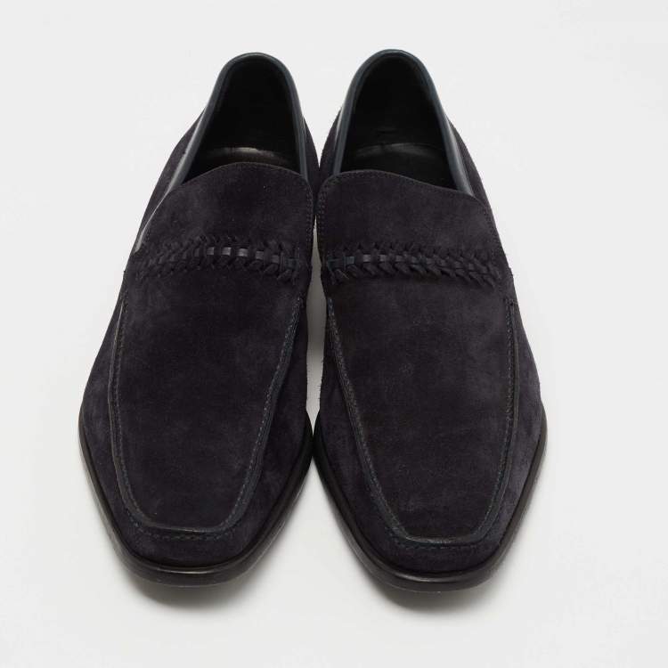 Pre Owned Dior Navy Blue Suede Slip On Loafers Size 43