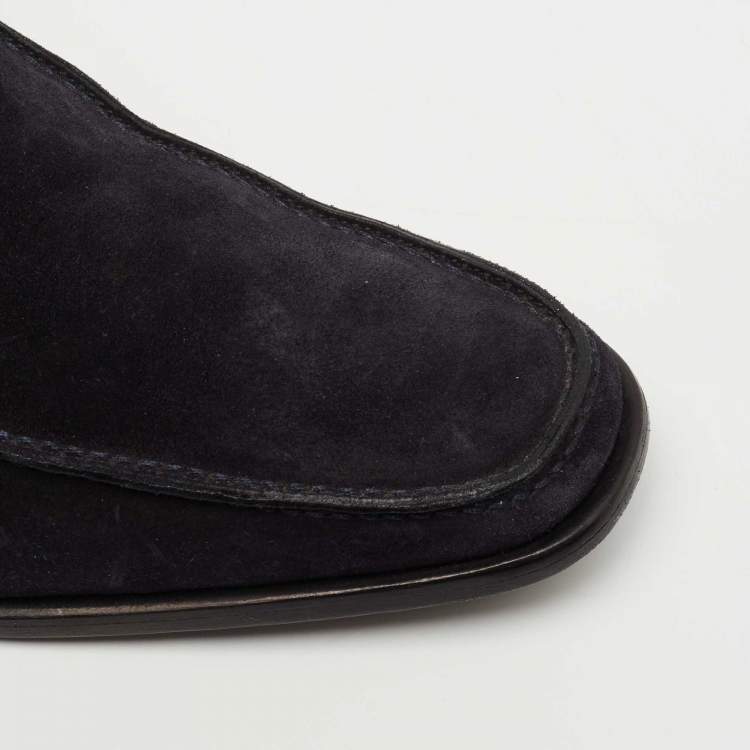 Pre Owned Dior Navy Blue Suede Slip On Loafers Size 43