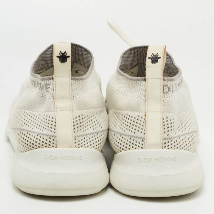 Pre Owned Dior White/Grey Knit B21 Socks Low Top Sneakers Size 42