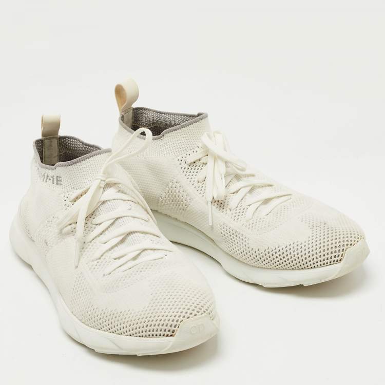 Pre Owned Dior White/Grey Knit B21 Socks Low Top Sneakers Size 42